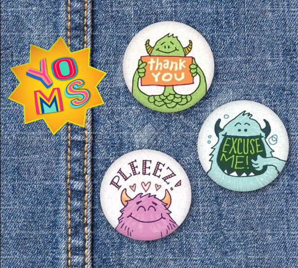Mind Your Manners! (and your monsters) - Set of 3 pins